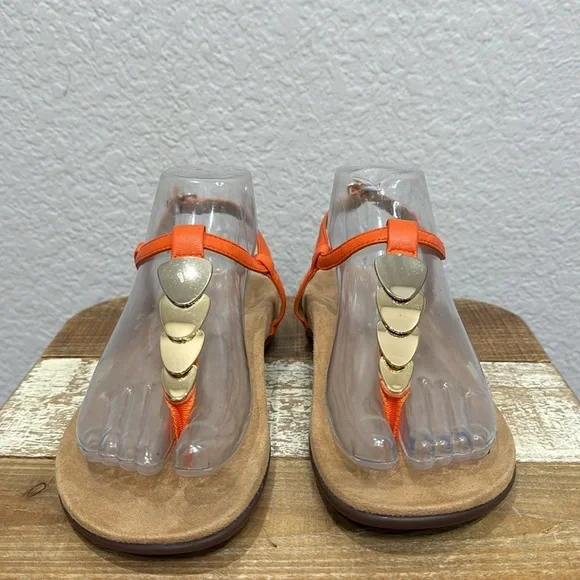 Vionic Rest Miami T Strap Sandals Size 6 Orange - Picture 3 of 8